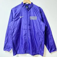 日本製 (^w^)b NIKE ナイキ ジップアップジャケット ブランドロゴ ロゴプリント バックプリント 英字 スポーツ アウトドア 防寒 薄手ジャンパー アウター トレーニング パープル メンズ サイズL