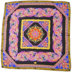 未使用品◎ヴェルサーチ スカーフ 大判ハンカチ 刺繍ロゴ 新品】GIANNI VERSACE ジャンニ・ベルサーチ 大判 ハンカチ ミニ
