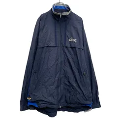 asics ジャケット アシックス XXL ネイビー ビッグサイズ ウィンドブレーカー スポーツ フルジップ 古着卸 アメリカ仕入 a612-7738