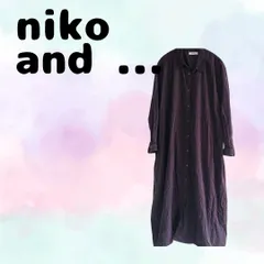 a467【niko and ...】ニコアンド 長袖 シャツ ワンピース (F) こげ茶 ダークブラウン コーデュロイ ロング丈 Aライン 綿100％ コットン100％カジュアル 春 秋 冬