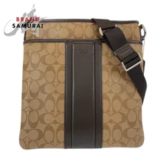 美品 COACH コーチ シグネチャー ベージュ ブラウン シルバー金具 PVC/レザー 斜め掛け ショルダーバッグ メッセンジャーバッグ 408275【中古】