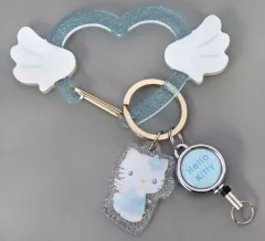 【中古】キーホルダー ハローキティ(BL) キラキラエンジェル リール付きアクリルカラビナ みずいろエンジェルハローキティ 第2弾 「サンリオキャラクターズ」