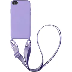 UnnFiko For iPhone SE 第2世代 ケース ネックストラップ For iPhone SE 3/2 スマホケース 適用 iPhone 7 カバー 蛍光色 シリコン アイフォン 8 ケース シンプル ソフト 保護カバー 携帯ストラップ 紐付き 1