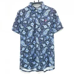 マスターバニー 半袖ポロシャツ ネイビー×ブルー ペイズリー柄 花柄 胸刺しゅう メンズ 6(XL) ゴルフウェア MASTER BUNNY EDITION