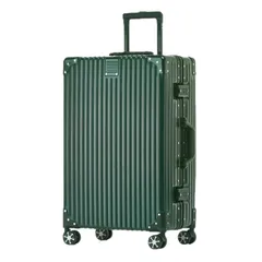 出張 tsaロック付 ビジネス 旅行 保護カバー付き 耐衝撃 静音ダブルキャスター Mサイズ 軽量キャリーバッグ 大型トロリーケース 3泊4日 預け入れスーツケース グリーン ケース機内持ち込み キャリー 22インチ アルミフレーム スーツケース 50L [Y