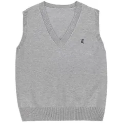 キッソス（ＫＩＳＳＯＳ） ニットベスト 制服ニット Vネック スクールベスト 学生 コスチューム コスプレ レディース 女子 (JP, アルファベット, XL, ライトグレー) [ライトグレー] [XL]