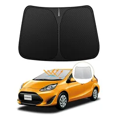 【強化版】トヨタ アクア 10系 NHP10/NHP10H フロントガラスサンシェード AQUA H23.12-R3.7 UVカット 吸盤不要 遮光断熱 夏 紫外線 UVカット 簡単着脱 内装パーツ 車種専用設計 折り畳み式 収納袋付き 0