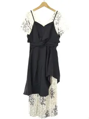 AKIKO AOKI アキコアオキ 21SS Athens dress / flower black combi フラワーコンビ ドレスワンピース ブラック Fのサムネイル