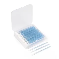 Annhua リップブラシ 使い捨て 100本セット リップチップ リップ アプリケーター 多機能 リップブラシ 携帯用 口紅 筆 使い捨て 美容サロン 化粧用 使い捨てリップブラシ 筆 大容量 持ち運び便利 ブルー 1