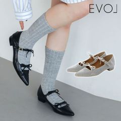 【爆速配送】【SALE40%OFF】【即納】 イーボル EVOL 24秋冬 ダブルリボンソフトポインテッドパンプス 靴 シューズ ローヒール フェミニン カジュアル パーティー 結婚式 二次会 オケージョン ix5433