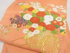 平和屋着物■太鼓柄袋帯　唐織　花車文　金糸　逸品　ma3141