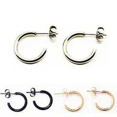 フープピアス 2個セット15mm 太さ2mm  シルバー  ゴールド  ブラック