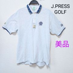【 J.PRESS 】美品 ゴルフ オンワード 樫山 刺繍 ジェイプレス Ｌ メンズ スポーツ   GOLF CLUB   半袖 ポロシャツ  綿100%
