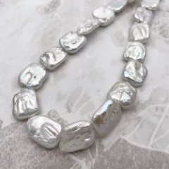 グレー バロックパール8㍉～11㍉ 全長約45㌢留め具シルバー刻印大粒