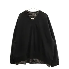 Martin Margiela (マルタンマルジェラ) 21SS Vneck Lined Sweatshirt ストライプ レイヤード デストロイド Vネックスウェット トレーナー ブラック S30GU0147 S25511のサムネイル