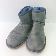 ■ UGG アグ ムートン 裏地ボア 冬用 カジュアル ショート丈 ブーツ サイズ22 ネイビー レディース E 【1404240018907】