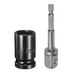 uxcell インパクトソケット ディープ6角 差込角1/2インチドライブ 17mmメトリックソケット 38mm長さ 1/4インチ六角軸アダプター付き 電動手動兼用 CR-Vスチール アダプターアクセサリーツールセットキット ヘックスボルトナット用