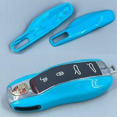 ワイケーショップ マイアミブルー☆ポルシェ スマートキーカバー☆ キーケース キーホルダー マカン カイエン カレラ 911 ボクスター パナメーラ ykshopk