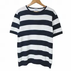 ルトロワ Letroyes ボーダーニット Tシャツ カットソー 半袖 L 紺 白 Xのサムネイル