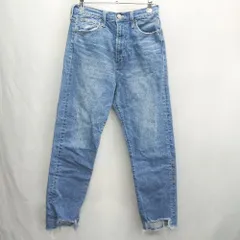 ◇ Θ AZUL BY MOUSSY 裾部分ダメージ加工 ワイドデニムパンツ サイズＭ ブルー レディース E  【1502060020602】