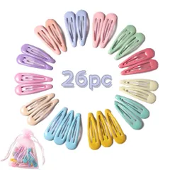【特価セール】ヘアクリップ 子供ヘアクリップ ピン べビー ヘアクリップ 前髪クリップ サイドクリップ パッチンピン ヘアピン パッチン留め 少女 女の子 子供用 髪飾り 髪留め ヘアアクセサリー かわいい おしゃれ 26点セット（マルチカラー）