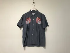 本物ノーマティーディーNOMAt.d.コットン刺繍デザイン半袖シャツメンズサーフアメカジミリタリーストリートスケーターワークビジネススーツモードゴルフドレス青ブルーグレーMインド製