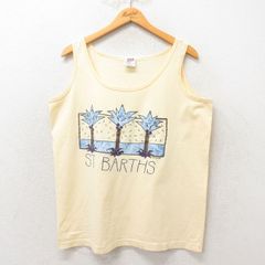 L/古着 ビンテージ タンクトップ メンズ 90s ヤシの木 コットン 薄ベージュ カーキ 25jun06 中古