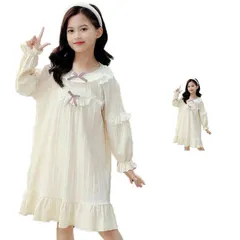 パジャマワンピース キッズ 春夏秋 レースパジャマ ロングワンピース おしゃれワンピース 長袖 子供服 女の子 部屋着 ルームウェア 寝巻き ロング丈 姫系 レース パジャマ 可愛い フリルパジ CZ2L358