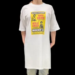 オリジナル ビッグ Tシャツ ロッキー2 VSアポロ ボクシング 世界ヘビー級世界タイトルマッチ イタリアの種馬 スタローン映画 白 ホワイト 2XL(3L) 3XL(4L) 4XL(5L) 5XL(6L) オーバー サイズ メンズ レディース ユニセックス