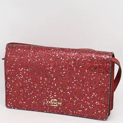 良品 コーチ ショルダー型財布 レッド ラメ スパンコール ポシェット ショルダーバッグ レディース SGN 2000000 NSK