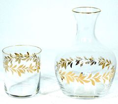 昭和ビンテージ　味わいレトロアイテム　グラス・水差し　水金彩のガラス酒器