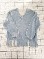 ◇ ⊆ Kastane カスタネ Vネック 長袖 ニット セーター サイズF ライトブルー系 レディース E  【1509100071037】