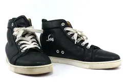 Christian Louboutin クリスチャンルブタン BIP BIP ORLATO FLAT CALF SOBEK/GG 型押しパイソンレザー ハイカットスニーカー ブラック 39サイズ（約24cm） 1170646