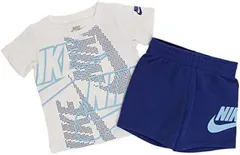 (ナイキ) NIKE キッズ Ｔシャツ＆ショートパンツセットアップ 通学通園 男児女児 66E517-C3M KIDS FUTURA SS TEE & SHORT SET WHITE/INDIGO FORCE