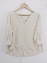 ◇ nano universe ナノユニバース Vネック 長袖 ブラウス カットソー サイズ36 ベージュ レディース P  【中古】 【1209080002891】