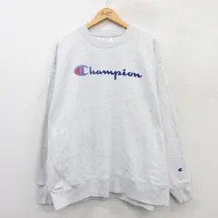 XL/古着 長袖 チャンピオン Champion リバースウィーブ メンズ ビッグロゴ 大きいサイズ クルーネック 薄グレー 霜降り 25apr09 中古 スウ