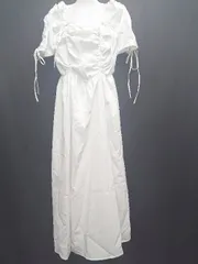 ◇ ⊂ ◎ ●未使用● GRL グレイル タグ付き ドロストリボン 半袖 ロング ワンピース サイズS ホワイト レディース E  【1507010004886】