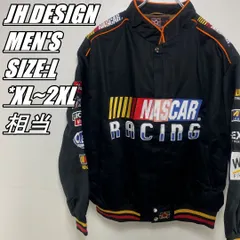【US古着・男女オススメ】JH DESIGN JEFF HAMILTON ジェイエイチデザイン ジェフハミルトン レーシングジャケット  サイズ表記L メンズサイズXL~2XL相当 ブラック 企業ロゴ刺???