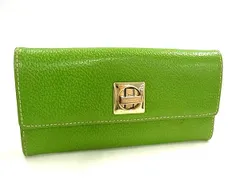 ■美品■ kate spade ケイトスペード レザー ターンロック 二つ折り 長財布 ウォレット グリーン系×アイボリー系×ゴールド系 DJ3078