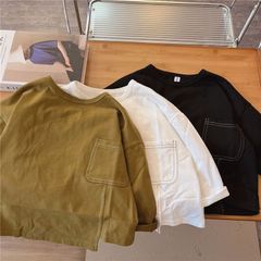 キッズロングTシャツ３色【100-130】イエロー　ブラック　ホワイト　かっこいい　シンプル　男の子　秋　長袖