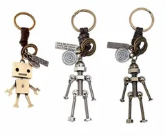 キーホルダー おしゃれ 萌えグッズ キーリング かわいいロボット 革 レディース 鍵揃い レトロ風 小物 合金製 メタリック 誕生日 記念日 select ギフト プレゼント 金属の光沢をいかしているレトロ風のデザインです。