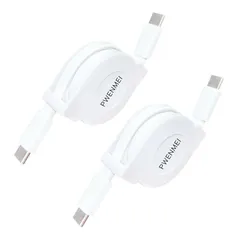 【新着商品】Type-C (USB-C) to Type-C (USB-C) ケーブル 【2本セット/1M】PWENMEI USB Type C 充電ケーブル 巻取り式 タイプcケーブル PD対応60W対応 急速充電 断線防止 MacBook Pro、iP 1
