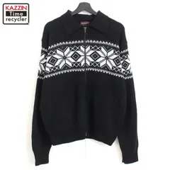 80s vintage KINGSPORT ノルディック柄 フルジップ アクリル ニットカーディガン メンズ 表記Lサイズ