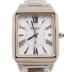 【美品】SEIKO セイコー ルキア スクエア型 ソーラー電波 レディース 腕時計 コンビ シルバー文字盤 SSVW160 / 1B32-0AL0【いおき質店】