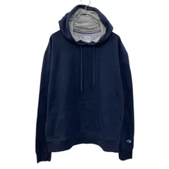 Champion 無地 スウェット パーカー L ネイビー チャンピオン 裏起毛 ワンポイント刺繍ロゴ 袖ワッペン 古着卸 アメリカ仕入 a709-5636
