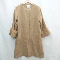 ■ ⊇ PINCEAU パンソー 袖口ファー 長袖 ノーカラーコート サイズ38 ブラウン系 レディース E  【1503050047470】のサムネイル