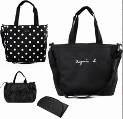 agnes b マザーズバッグ New ペアレンツバッグアニエスベー 2wayトートバッグリュック 両面使用可能 3点セット