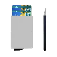 【新品】カードケース カード入れ 薄型 スライド式 磁気防止 スキミング防止 メンズ 海外旅行 便利グッズ (シルバー)