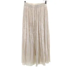 ITEMS URBAN RESEARCH アイテムズアーバンリサーチ ロング丈 ワッシャー プリーツスカート ベージュ系 ウエストゴム レディース 古着