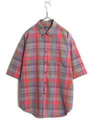【お得なクーポン配布中!】 90s OLD GAP チェック 半袖 ボタンダウン シャツ メンズ XL / 90年代 オールド ギャップ 半袖シャツ 大きいサイズ マルチカラー BD 旧タグ